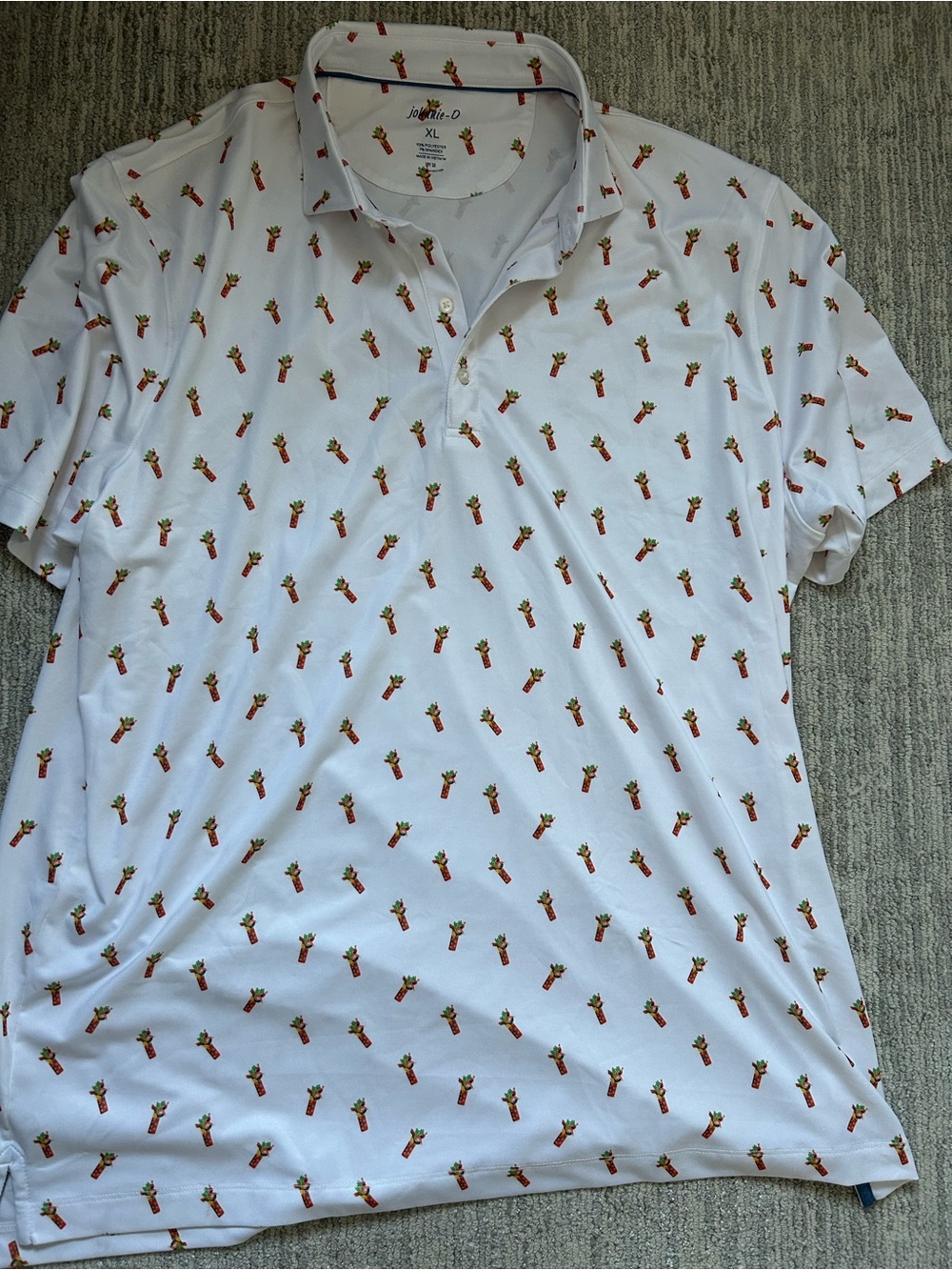 johnnie-O White Polo with Bloody Mary Print